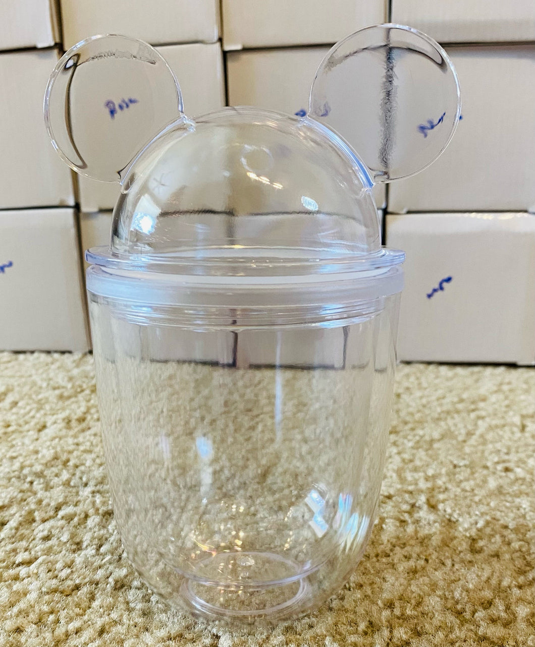Vaso c/Tapa Orejas - Acrílico Doble Pared